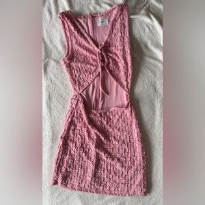 Sabo Skirt Pink Textured Cut-Out Mini Dress - Size Medium